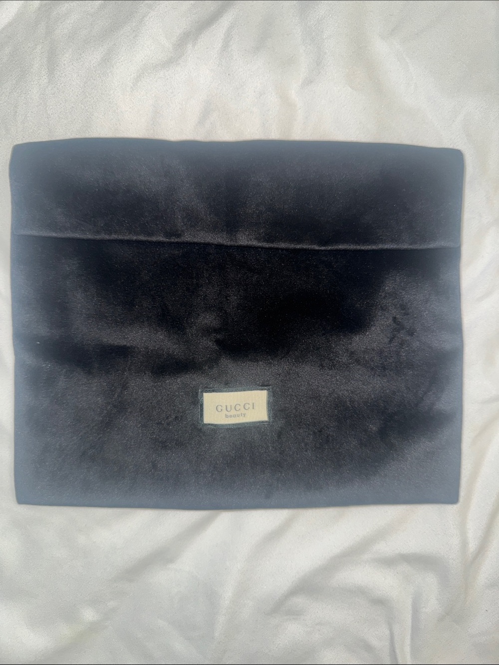 Gucci Black Velvet mini Cosmetic Pouch with Subtle Logo Plaque